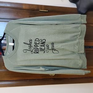 Lashes, Ripped Jeans and Jesus Sweatshirt- XL